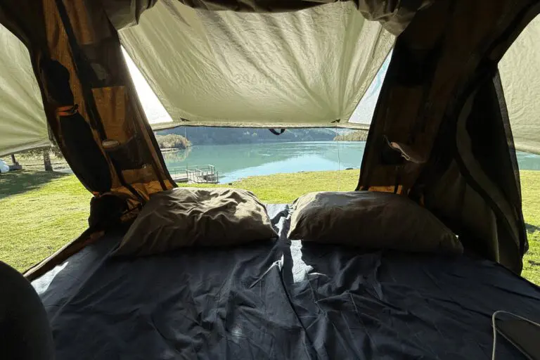 Inside of rooftop tent