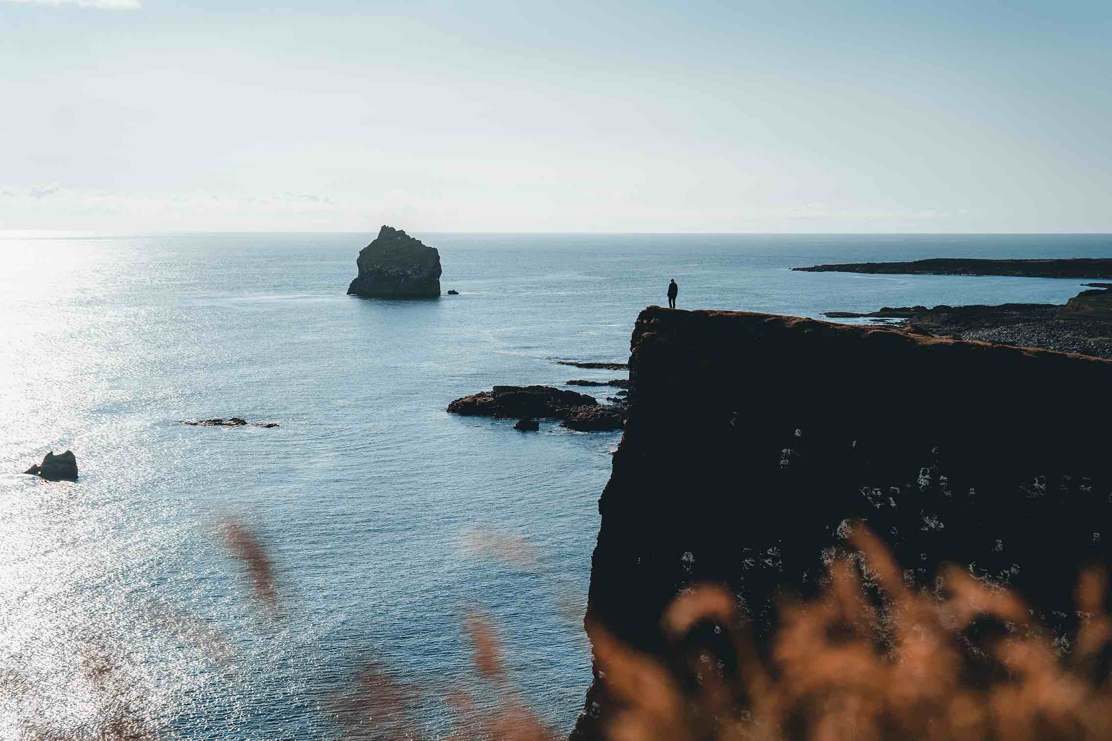 Ocean Iceland Cliff