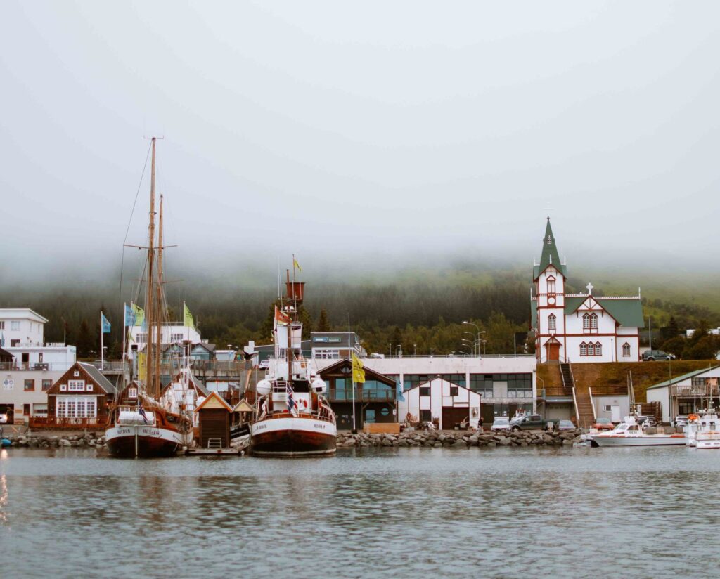 boats Iceland Port Fog