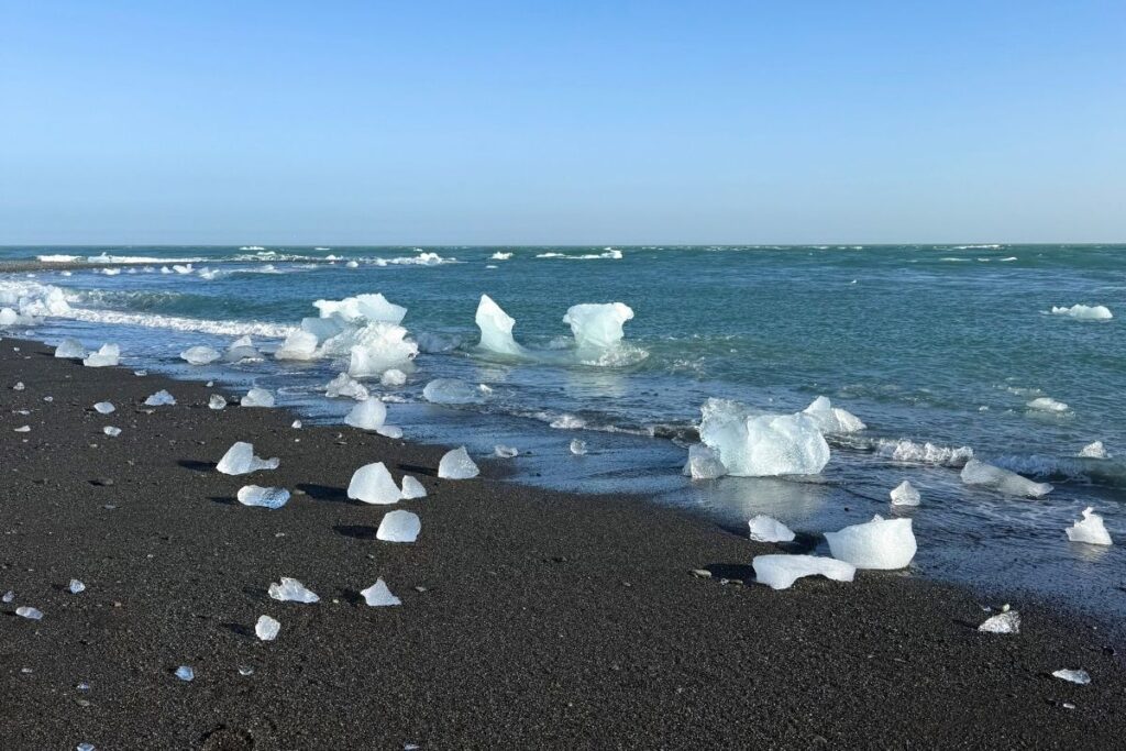 Glaciers en Islande et plages de sable noir en Islande